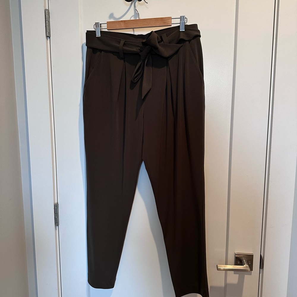 Elegant Olive Tie-Waist Pants